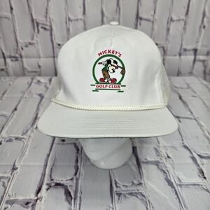 Vintage‎ Mickey's Golf Club Snapback Mesh Trucker Cap White Adult Size By Aureus